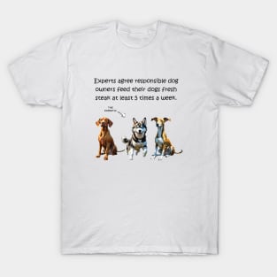 Experts agree responsible dog owners feed their dogs fresh steak at least 5 times a week - funny watercolour dog design T-Shirt